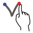 gestureworks, letter, lowercase, stroke, v 