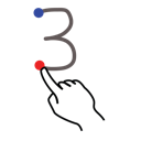 gestureworks, number, stroke, three 