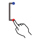 bracket, gestureworks, left, square, stroke 
