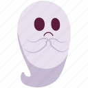 sad, ghost, spooky, horror, face, expression, character, illustration, emoticon, emotion
