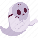 skull, ghost, spooky, horror, face, expression, character, emoji, emoticon