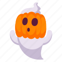 pumpkin, ghost, expression, face, character, sticker, emoji, horror, scary