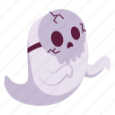 skull, ghost, expression, face, character, sticker, emoji, horror, scary