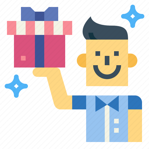Bow, box, gift, man, present icon - Download on Iconfinder