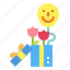 ballon, flower, gift, present, smile 