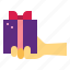 box, gift, hand, present, ribbon 