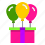 gift, box, balloon, birthday, package, aniversary, celebration 