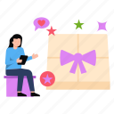 gift, box, ribbon, happy, girl