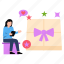 gift, box, ribbon, happy, girl 