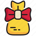 bag, gift, ribbon, give, happy, money, gift icon