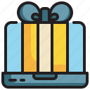 giftbox, laptop, ribbon, online, send, application, gift icon
