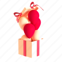 balloon inside gift, balloon inside present, gift box and balloon, confetti balloons, present, shopping gift box, surprise, celebration, festival gifts 