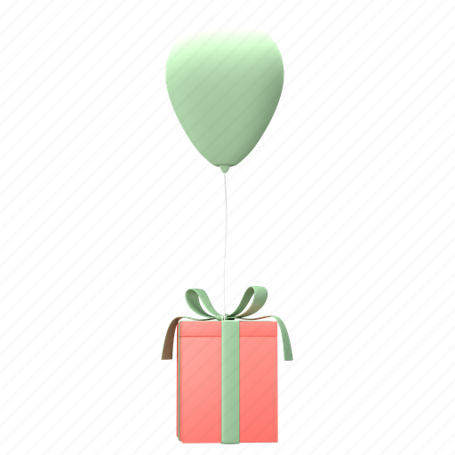 Gift box and balloon, gift-box, confetti balloons, present, shopping gift box, surprise, ribbon 3D illustration - Download on Iconfinder