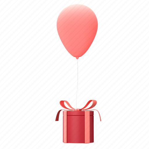 Gift box and balloon, gift-box, confetti balloons, present, shopping gift box, surprise, entertainment 3D illustration - Download on Iconfinder