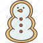 snowman, cookies, dessert, christmas, winter 