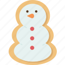 snowman, cookies, dessert, christmas, winter