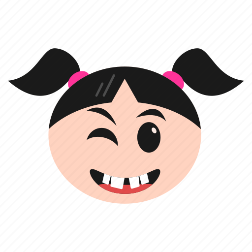Emoji, girl, happiness, smile, smirking, winking, women icon - Download on Iconfinder