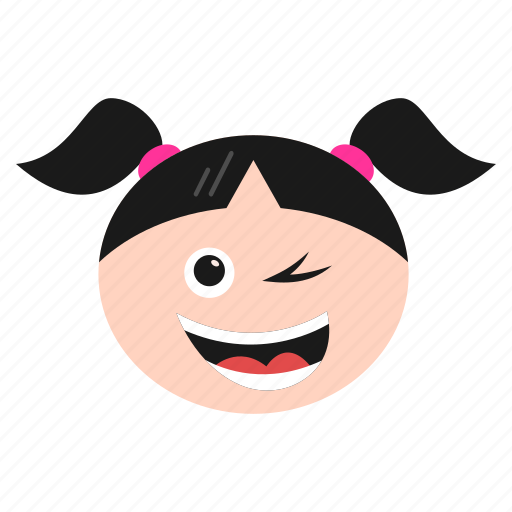 Emoji, girl, happiness, happy, smirking, winking, women icon - Download on Iconfinder