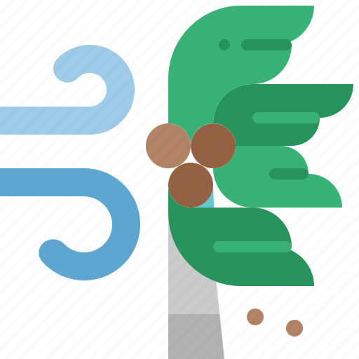 Wind, windy, heavy, strong, coconut, tree, storm icon - Download on Iconfinder