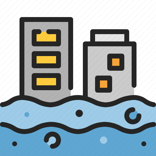 Flood, natural, disaster, water, global, warming, building icon - Download on Iconfinder