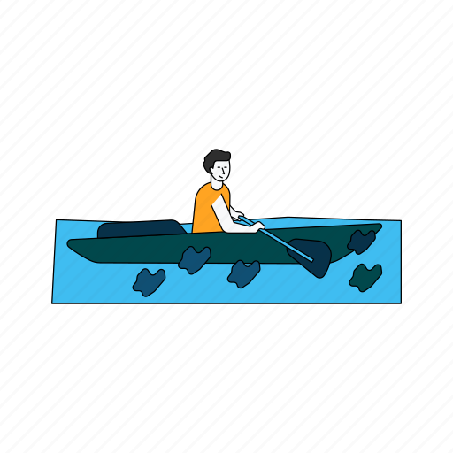 Boat, paddling, garbage, dirty, water icon - Download on Iconfinder