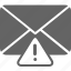 alert, communication, email, envelope, message, warning 