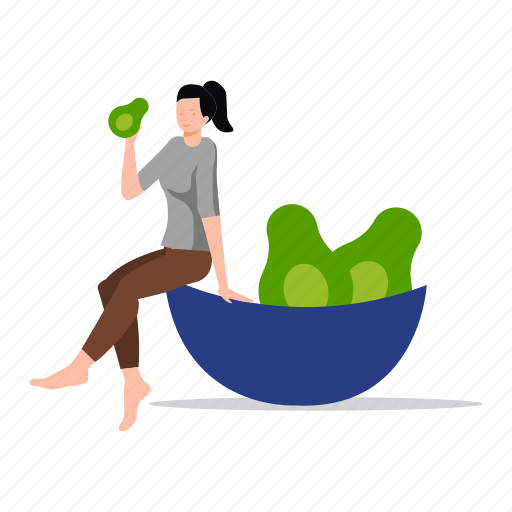 Avocado, eating, morning, meal, girl icon - Download on Iconfinder