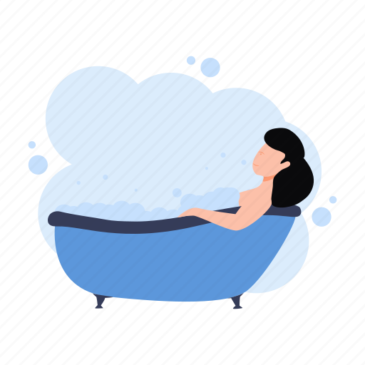 Bathtub, bathing, female, morning, routine icon - Download on Iconfinder