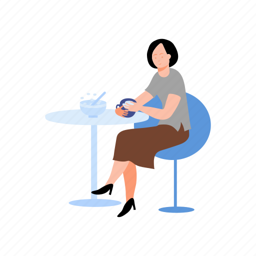 Breakfast, girl, sitting, morning, food icon - Download on Iconfinder