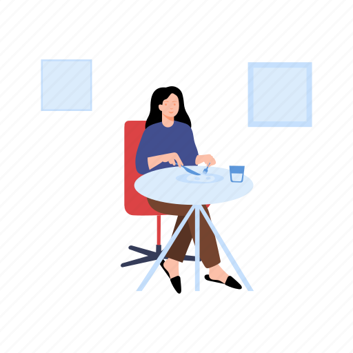 Breakfast, morning, female, sitting, table icon - Download on Iconfinder