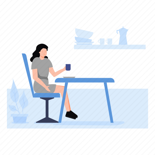 Girl, sitting, morning, breakfast, tea icon - Download on Iconfinder