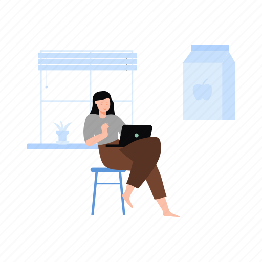 Girl, working, laptop, female, morning icon - Download on Iconfinder