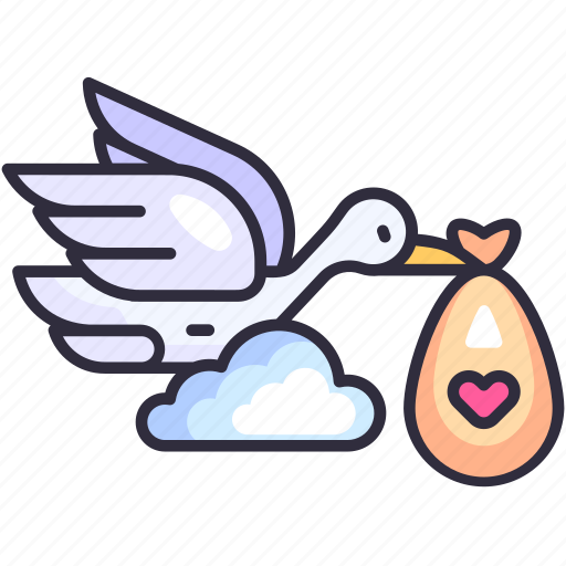 Stork, party, pregnancy, bird, baby shower, baby, mother to be icon - Download on Iconfinder