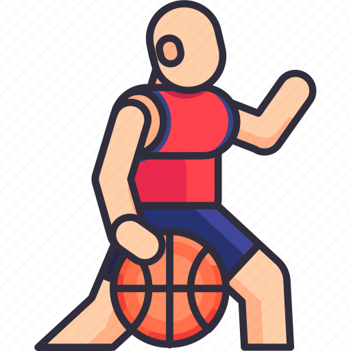 Player dribble, dribbling, player, ball, athlete, basketball, hoop icon - Download on Iconfinder