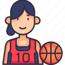 female, player, girl, athlete, team, basketball, hoop, basket, sport