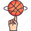 spin, ball, hand, trick, skill, basketball, hoop, basket, sport 