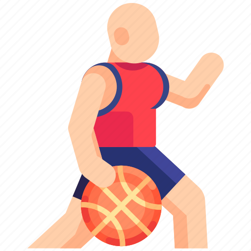 Player dribble, dribbling, player, ball, athlete, basketball, hoop icon - Download on Iconfinder