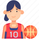 female, player, girl, athlete, team, basketball, hoop, basket, sport