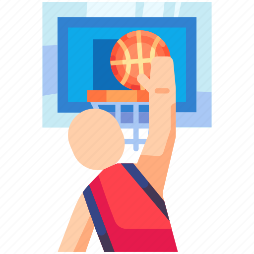 Player dunk, jump, scoring, goal, slam, basketball, hoop icon - Download on Iconfinder