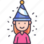 birthday girl, girl, girl birthday, hat, avatar, birthday, party 