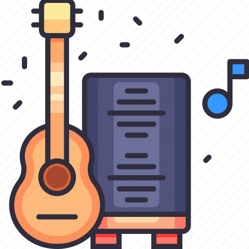 Live music, acoustic, guitar, instrument, birthday, party, decoration icon - Download on Iconfinder