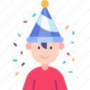 birthday boy, boy, party hat, avatar, birthday, party, decoration