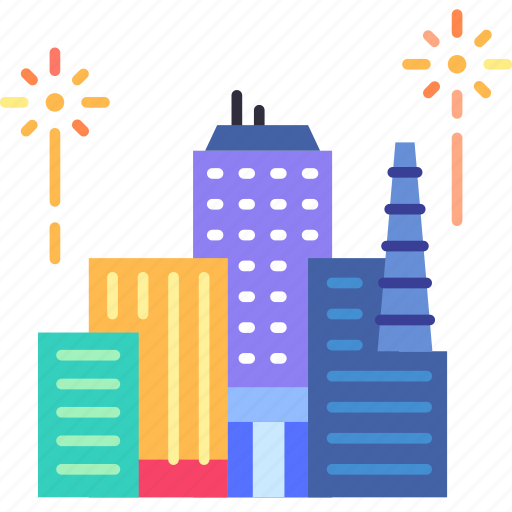 City firework, building, new year, festival, birthday, party, decoration icon - Download on Iconfinder