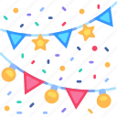 garland, flags, flag, ornament, birthday, party, decoration
