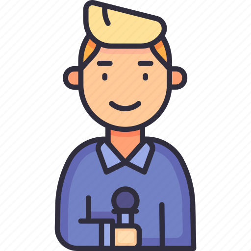 Communication, information, technology, news reporter, man, reporter, presenter icon - Download on Iconfinder
