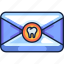 dental care, dentistry, dental, tooth mail, notification, message, envelope 