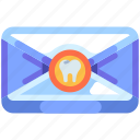 dental care, dentistry, dental, tooth mail, notification, message, envelope