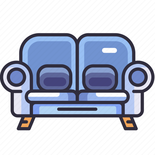Furniture, interior, household, double sofa, sofa, couch, chair icon - Download on Iconfinder