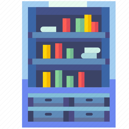 Furniture, interior, household, bookcase, bookshelf, library, cabinet icon - Download on Iconfinder