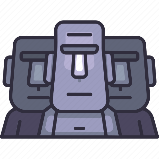 Landmark, monument, building, moai, easter island, chile icon - Download on Iconfinder